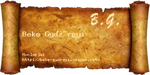 Beke Györgyi névjegykártya